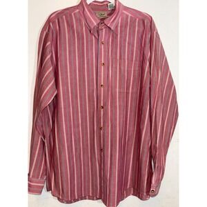 LL Bean Men's Dress Shirt Large Pink Pinstriped
